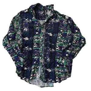 Vtg Guess Georges Marciano Shirt Mens Medium Purple Green Button Up Streetwear